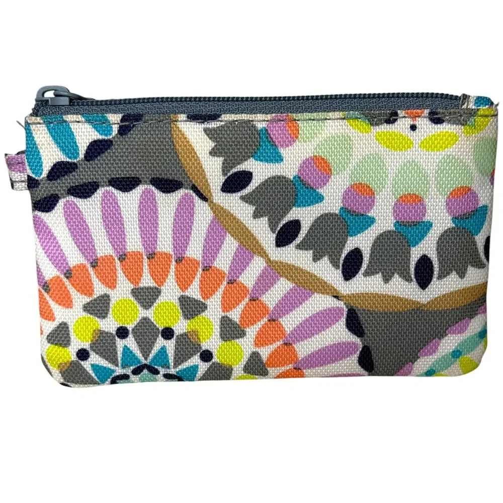 Vera Bradley Sunny Medallion Zip ID Case Key Ring Coin Purse Wallet Holder
